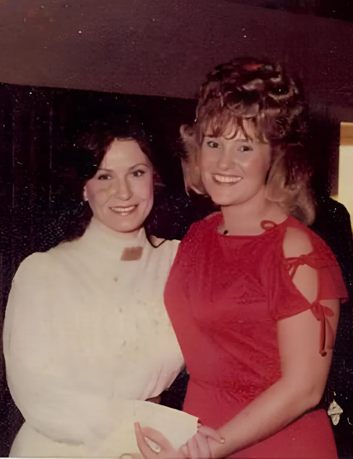 Vicki Lee smiling backstage with a friend after a show